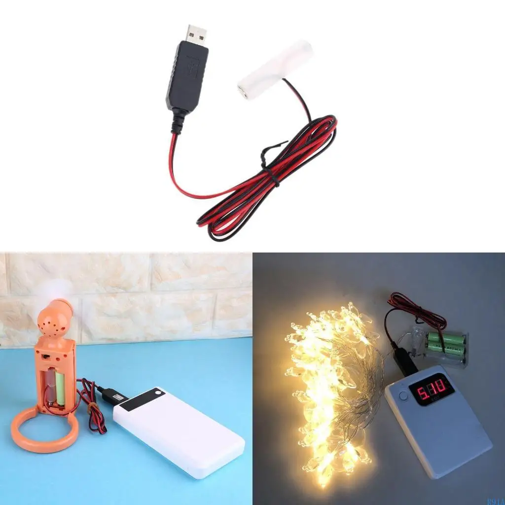 R91A 1.5/3/4.5/6V LR6 AA Eliminador bateria USB para brinquedos com o teclado câmera do farol LED eletrônica