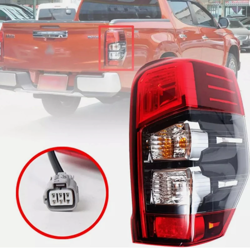 

Для Mitsubishi Triton L200 2018-2024: Новая пара задних светодиодных стоп-сигналов/фонарей с красными линзами и янтарными/желтыми цветами света