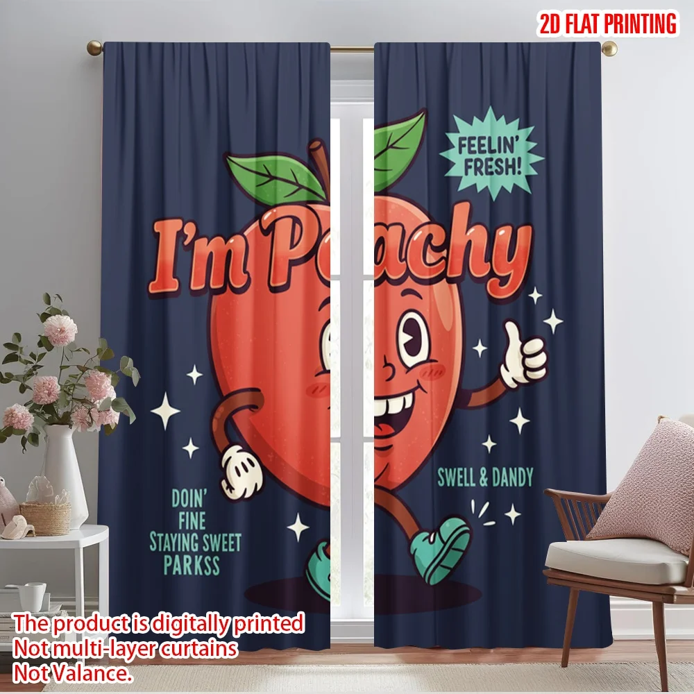 

2pcs 2D flat printing Curtains Peachy Sweet Authentic Good Stuff Polyester Without Electricity 0 Perfect for Entryway Room