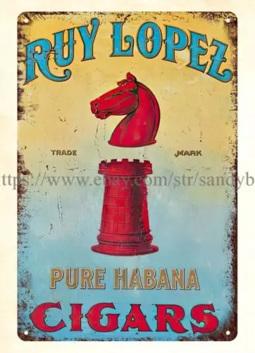 Ruy Lopez Cigar metal tin sign inspirational wall plaques kitchen