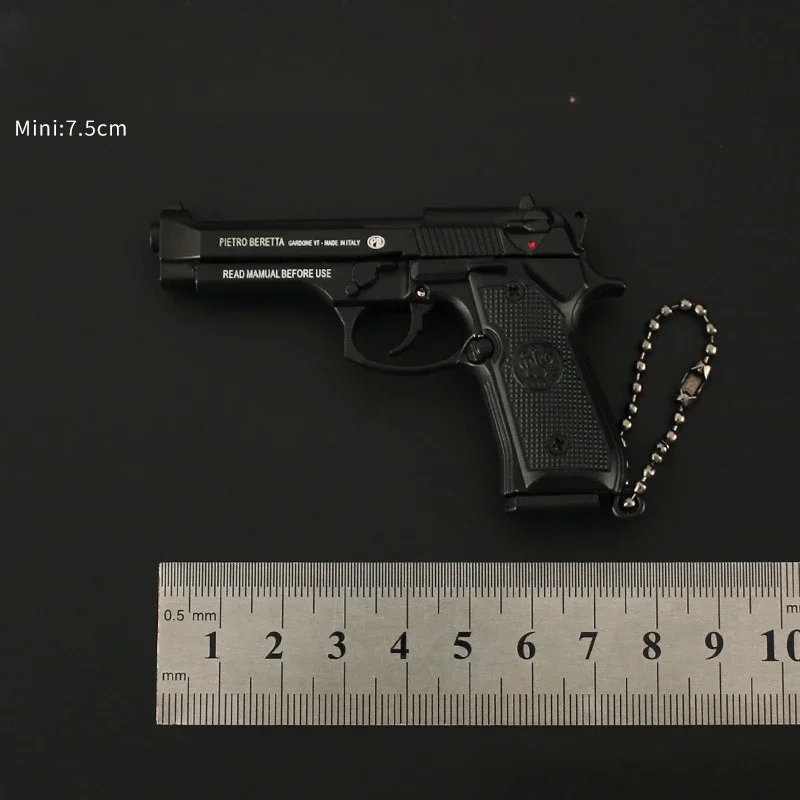 Alloy 1:3  92F Pistol Metal Mini Toy Gun Model Weapon Keychain Key Bag Pendant Free Assembly For Boys Gift