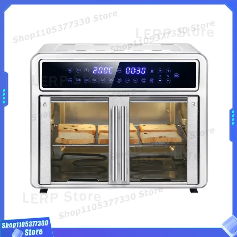 2025 New Multifunctional Stainless Steel Air Fryer Oven 28L Large Capacity Visual Double Grill for Home Kitchen Cooking