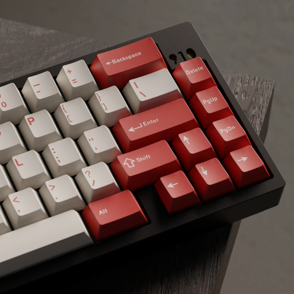 Klassische rote Theme-Tastenkappe, großes Set, zweifarbig, Kirsch-PBT/ABS-Mischung, individuelle Tastenkappe für mechanisches Gaming-Tastatur-Zubehör, Geschenk