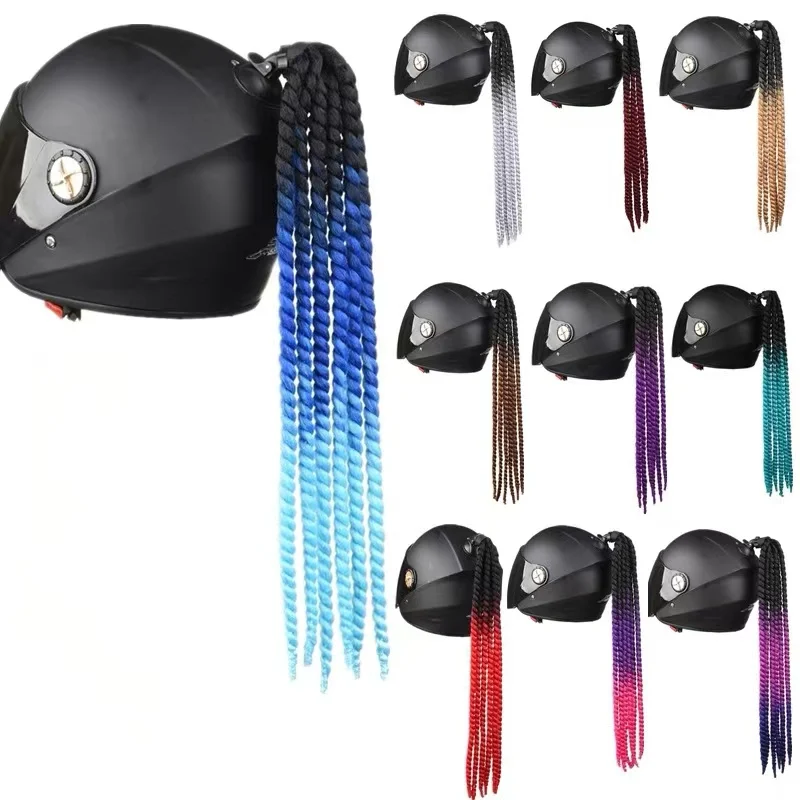 Locomotive braid Helmet, dirty braids, ponytail wigs, motorcycles,personality,fashionable,springs,twist braids,decorations, wigs