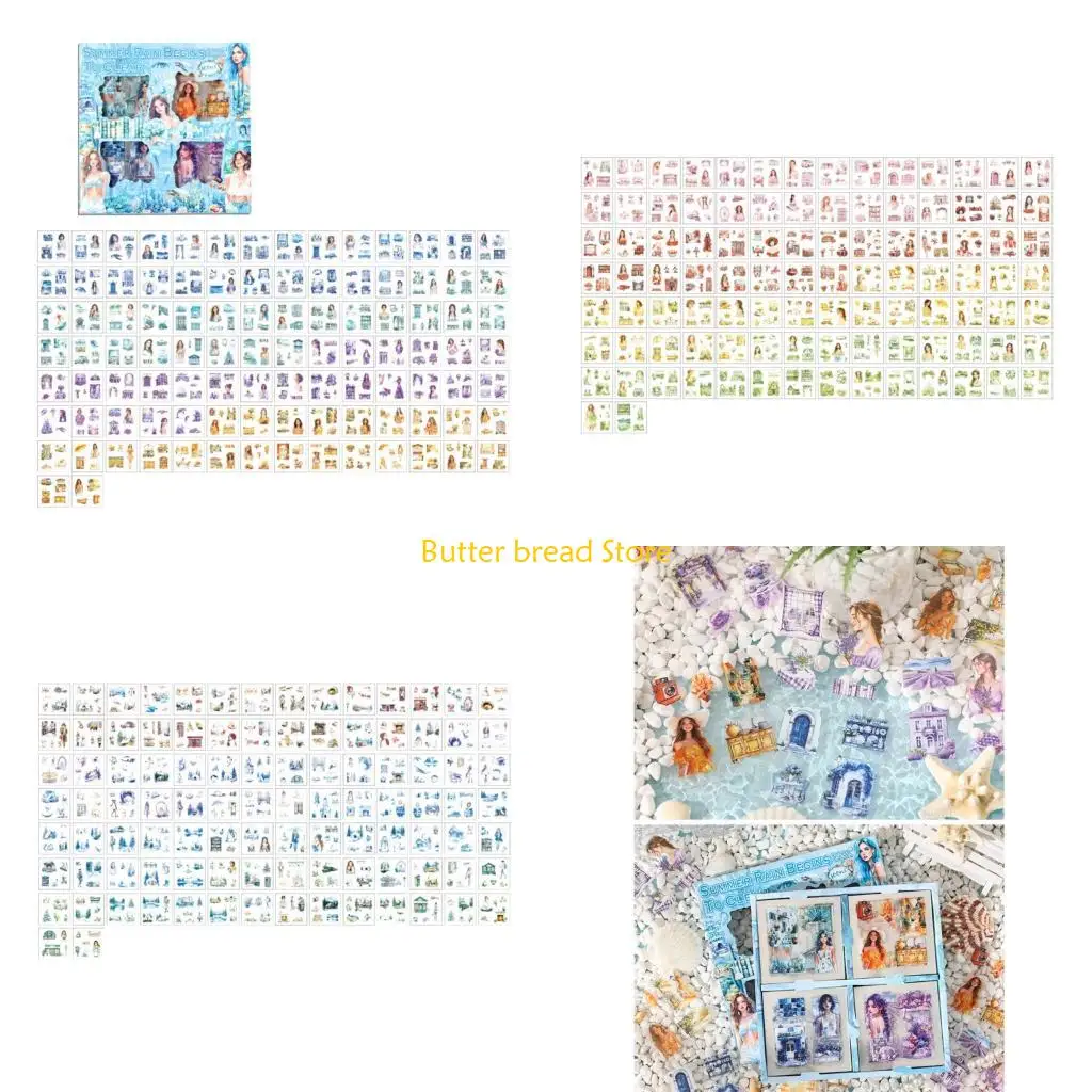

W89C Seasonal Flower Sticker Vintage Aesthetic PET Sticker for Water Bottle Scrapbooking Journal Laptop Skateboard Phone Case