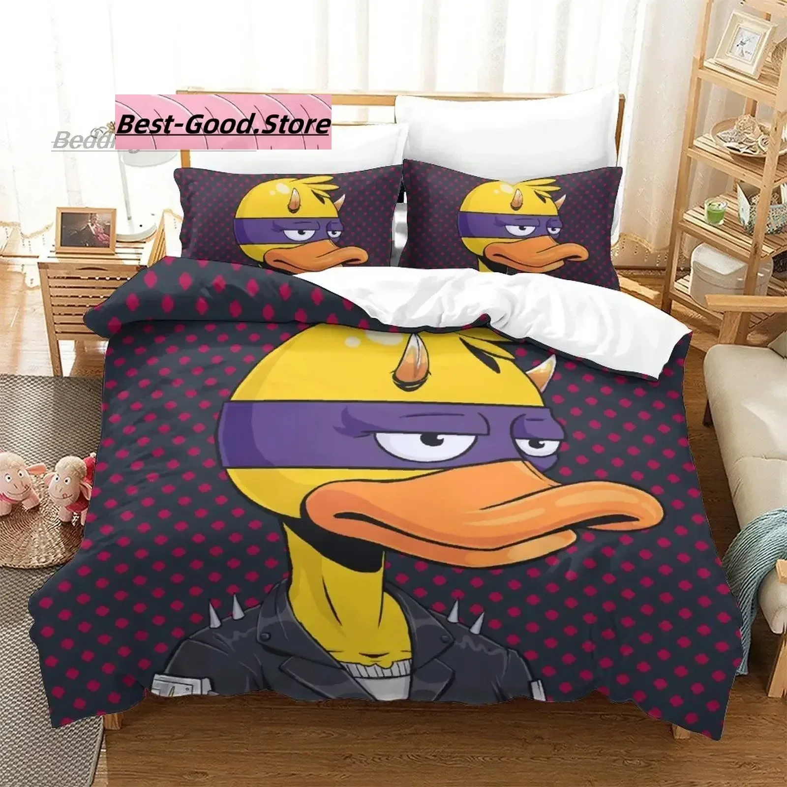 

3D Anime bed sheet set Quackity duck Printed Duvet Cover Pillowcase Bedding Set Bed Linen Sheet Quilt Cover Full Queen King Size
