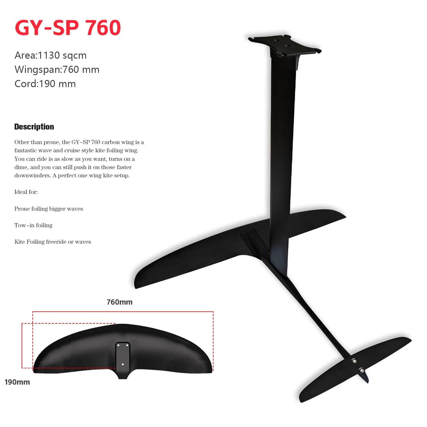 

SP760 на подводных крыльях из углеродного волокна 1130 кв. см — прочное оборудование для водных видов спорта для серфинга, гребли, стоящего кайтбординга