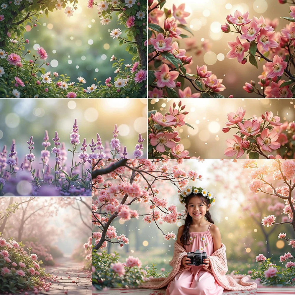 

MOON.QG Spring Floral Flower Wall Garden Backgrounds Photography Garden Grass Road Backdrop Maternity Dresses Photozone Decor