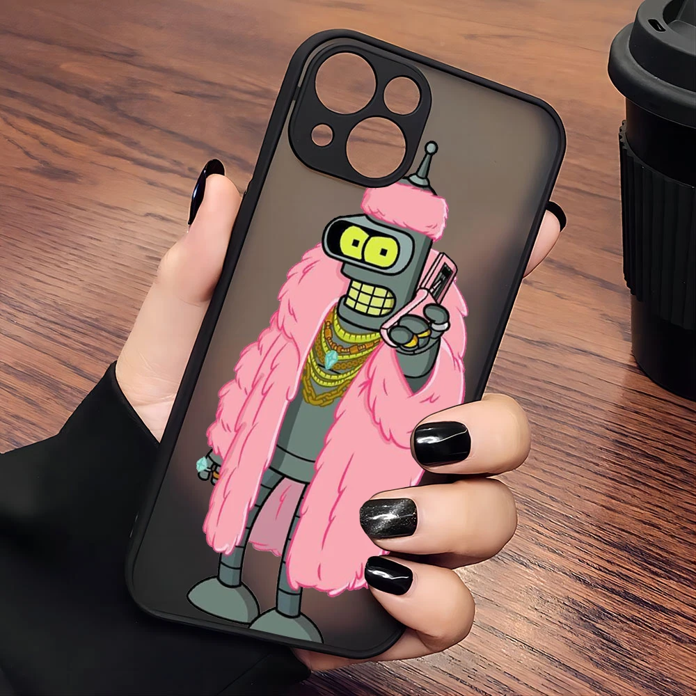 Cartoon Futuramas Bender Phone Case For iPhone 15 14 13 12 11 Mini Pro Max X XR XSMax 7 8 Plus Matte Transparent Back Cover