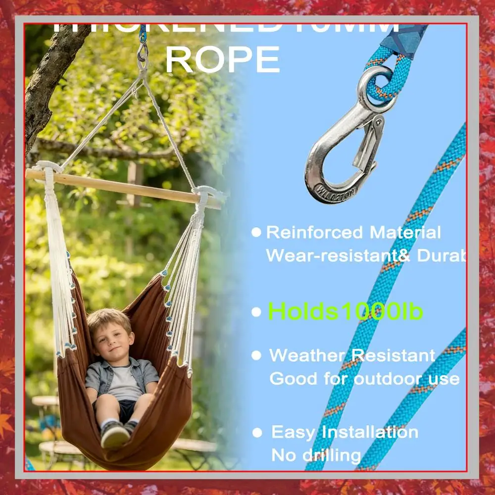 Tree Swing Straps with Heavy Duty Stainless Steel Hook Swing Suspension Strap for Outdoor Hammocks Chair and Trees Hang Kit