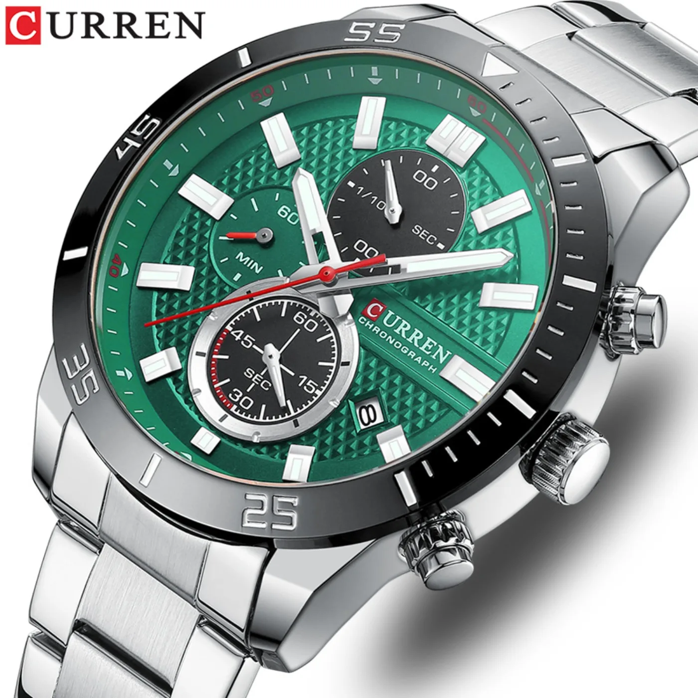 CURREN Men's Fashion Sports Waterproof Stainless Steel Luminous Quartz Watch Classic Business Casual Date Watch Reloj Hombre view 5