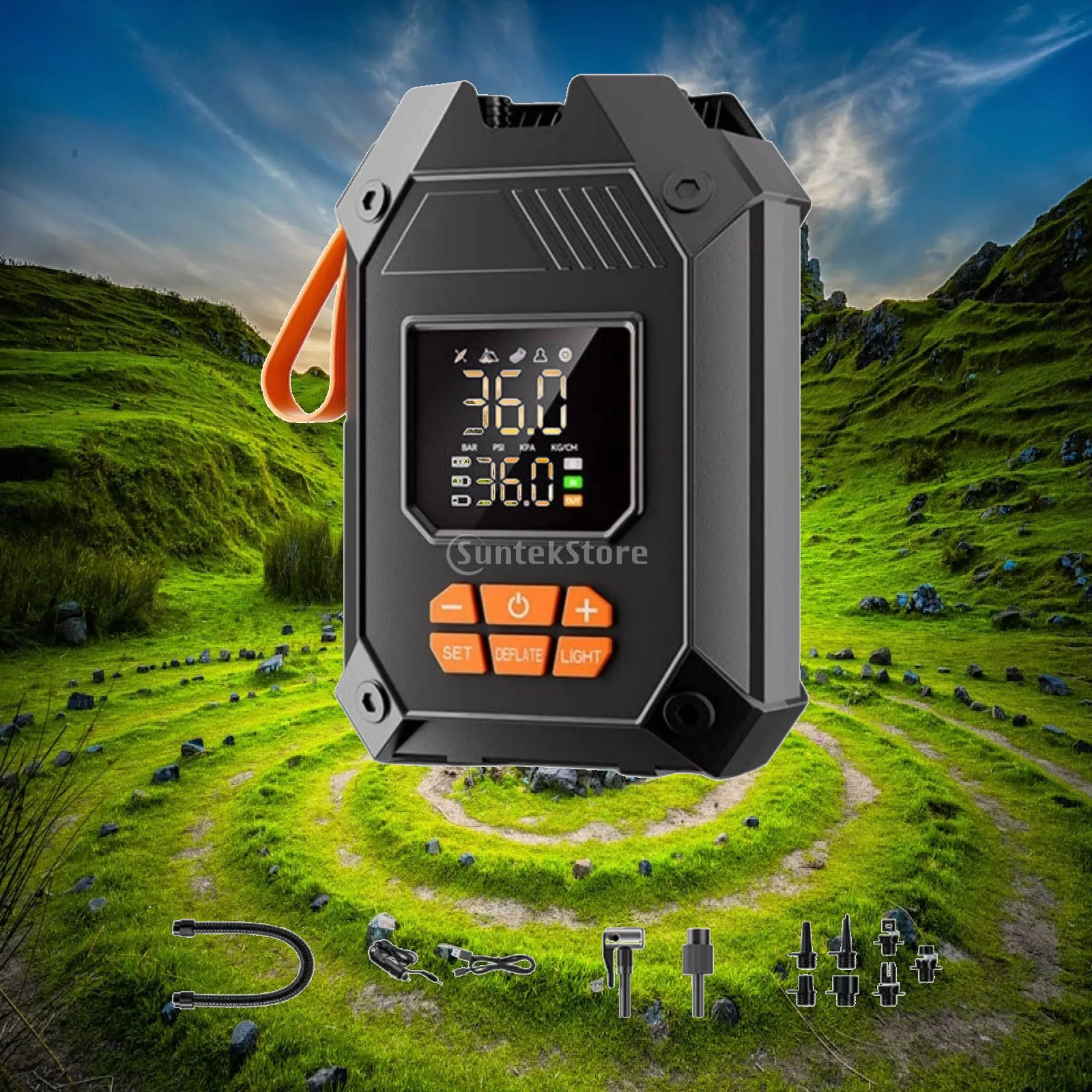 Handheld Cordless Air Pump for Paddle Board Kayak Inflator Deflator with Pressure Gauge and Carry Strap