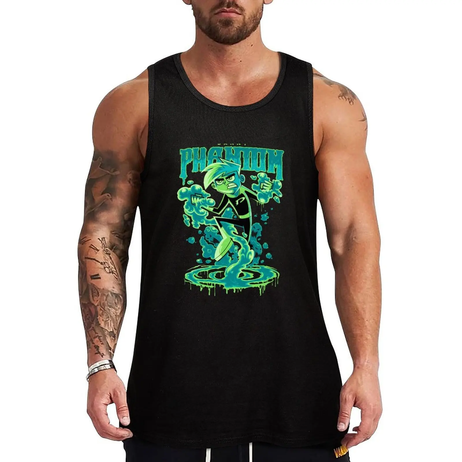 

Danny Phantom Ghost Hunting Superhero Power Up Tank Top men gym clothing Sleeveless T-shirt Men's gym t-shirts