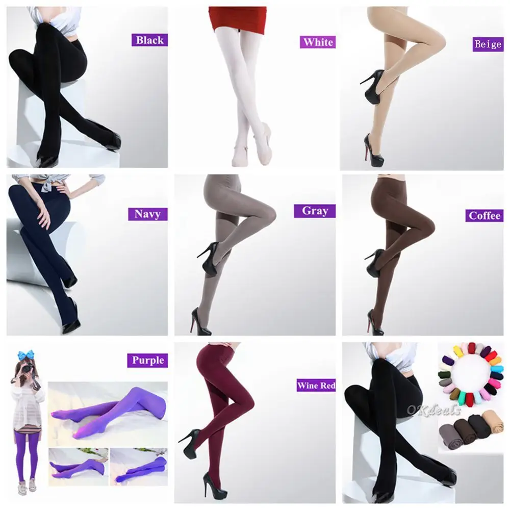 

8 Colors Women 120D Thick Opaque Stockings Pantyhose Tights Footed Socks