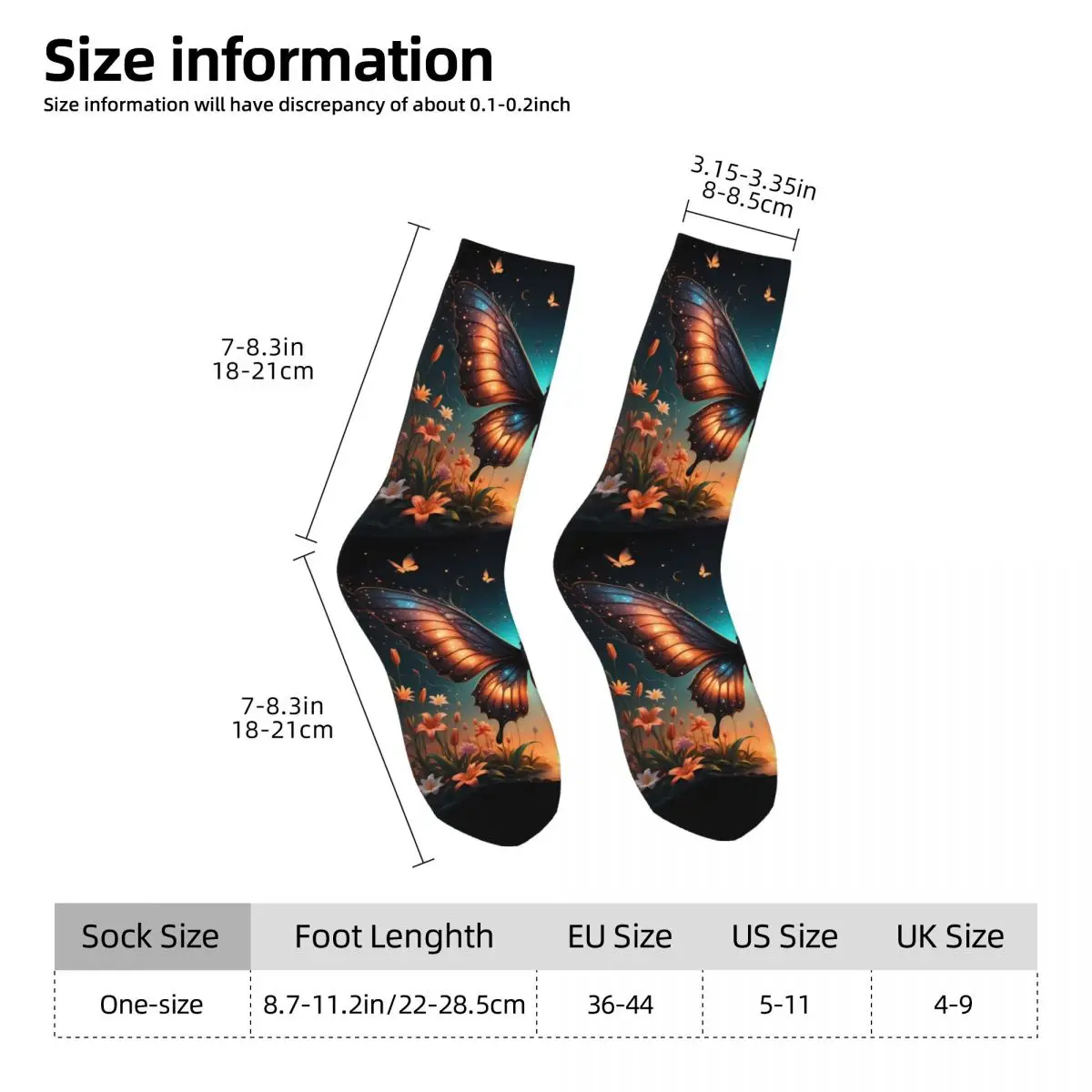 Butterfly Sock Printed Man Polyester