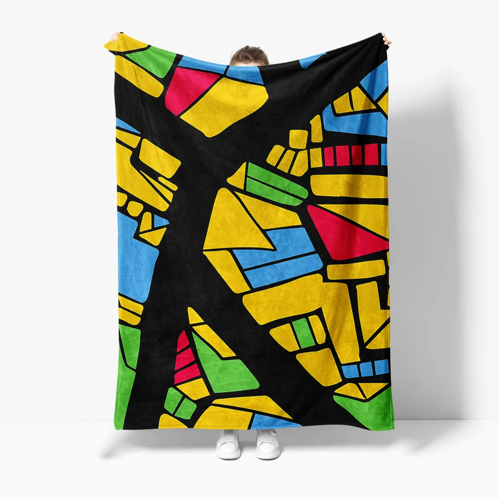 

Красочное абстрактное мозаичное одеяло с геометрическим узором, чехол для дивана-кровати для детей, подростков, взрослых