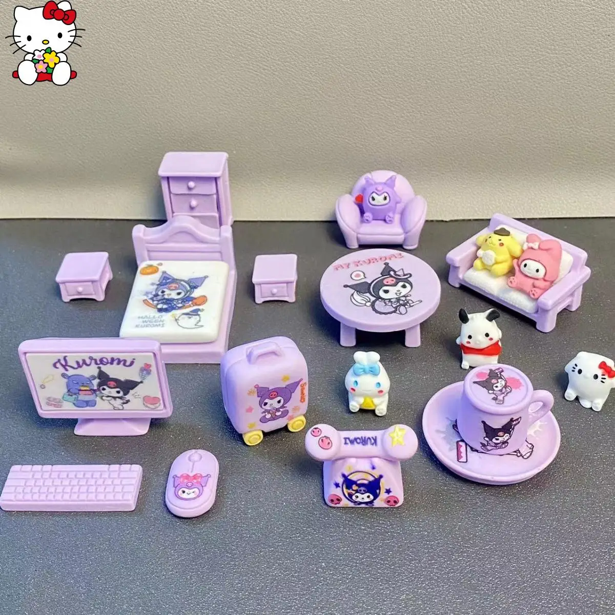 Carino Sanrio Cinnamoroll Kulomi Simulazione Mini Mobili Bambino Anime Casa da gioco Giocattolo Ornamenti Cartone animato Regalo di moda Nuovo My Melody