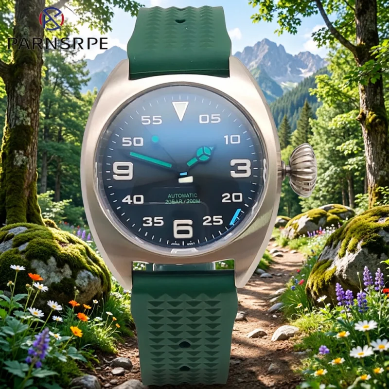 

New Arrival NH35 Automatic Watch for Men Vintage Military Big Onion Crown Stainless Steel Case Sapphire Crystal WaterproofWatch