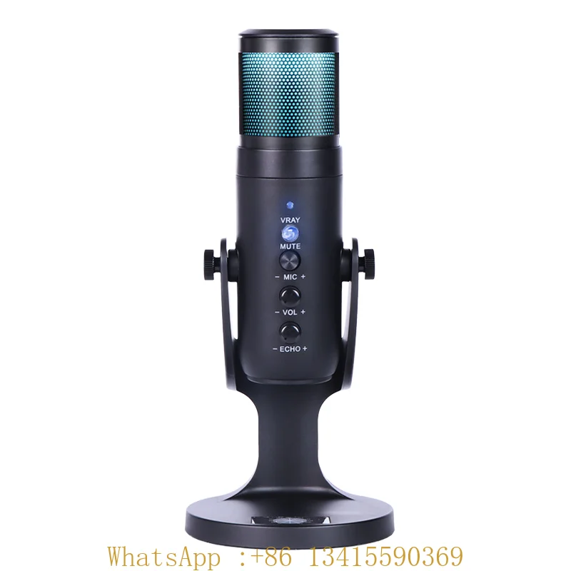 

WESTON OEM Factory Type-C RGB Professional Computer Portable Gaming Mike Studio Condenser USB Recording Microphone for PC Laptop