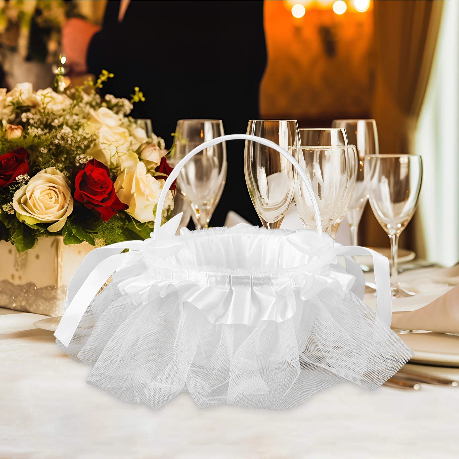 

Elegant Girl Flower Bridal Wedding Rustic Wedding Handheld Basket Decorative Flower Storage Basket For Weddings Gift Container