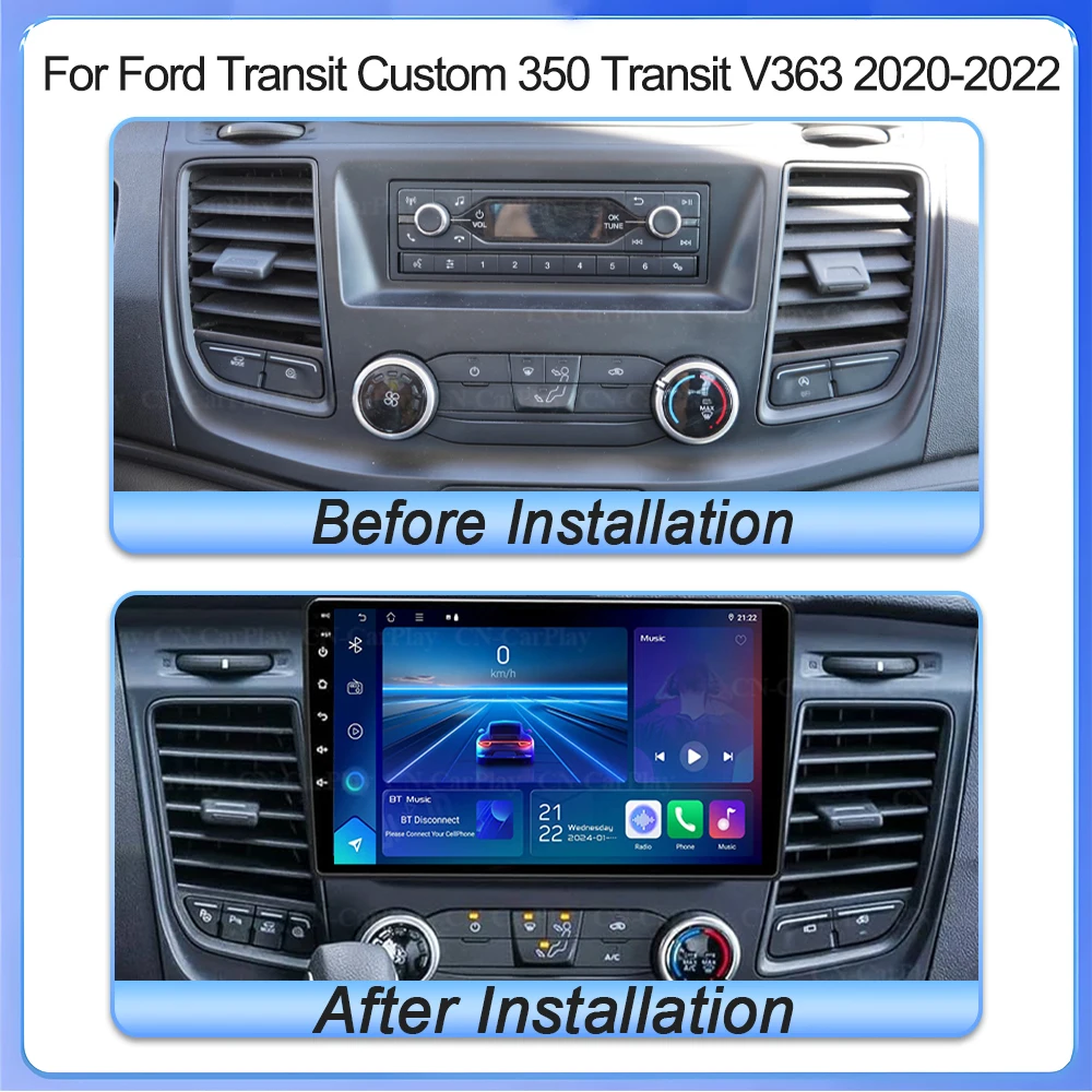 Android 16 Auto Radio For Ford Transit Custom 350 Transit V363 2020-2022 Multimedia Video Player Navigation GPS NO 2din WIFI 5G