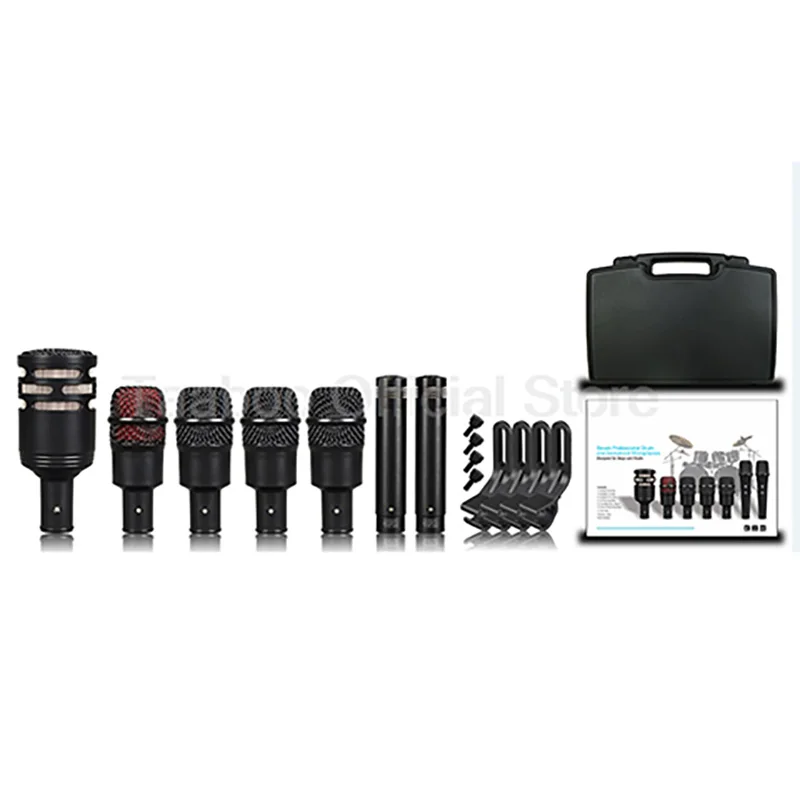 

Drum Microphone Kits Professional Multi Microphones XLR Dynamic+Condenser Sound Recording Wired Mic for Band Stage Performance