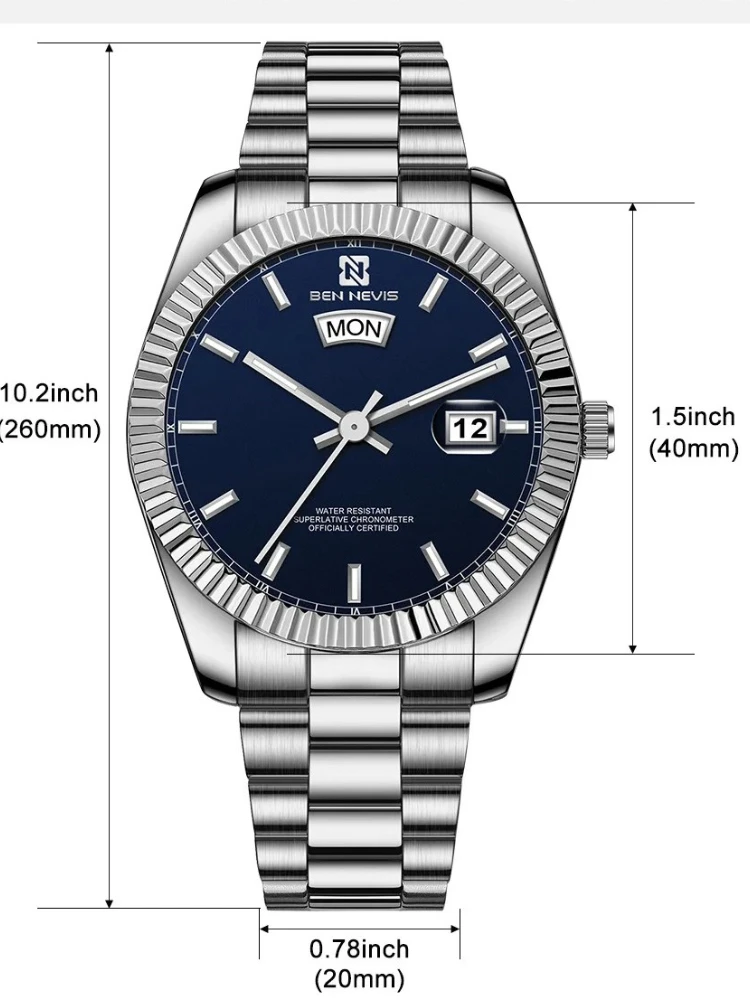 

Luxury Men Watch 40mm Case Wristwatch Install Quartz Movement Stainless Steel Strap Diving Men Wristwatch