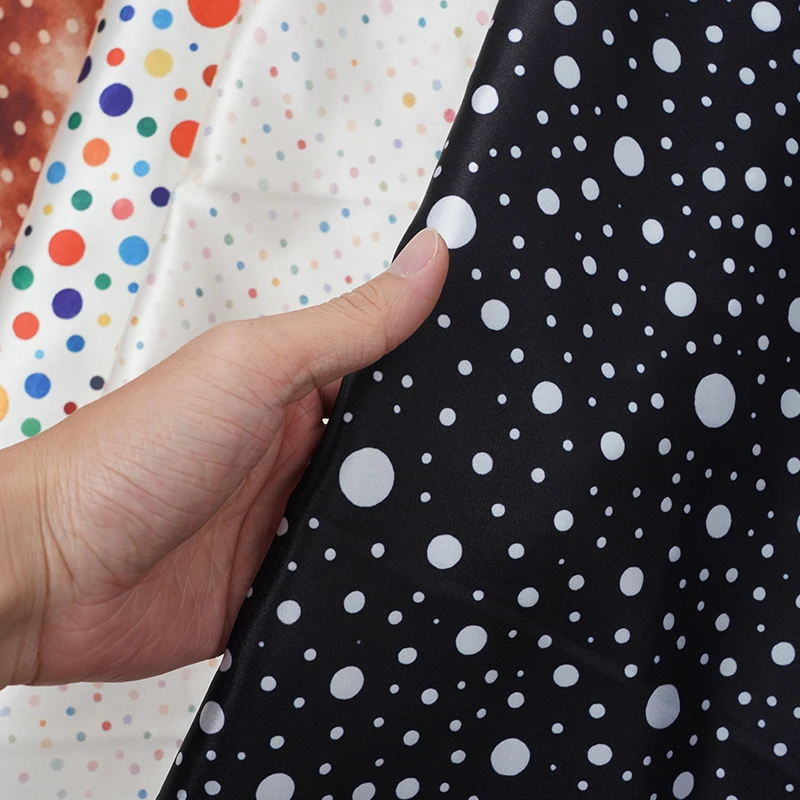 0.5m/1m/5m Soft Breathable Dot Printed Satin Fabric for Dresses Strap Skirts Children's Clothing Pajamas DIY Sewing Materials