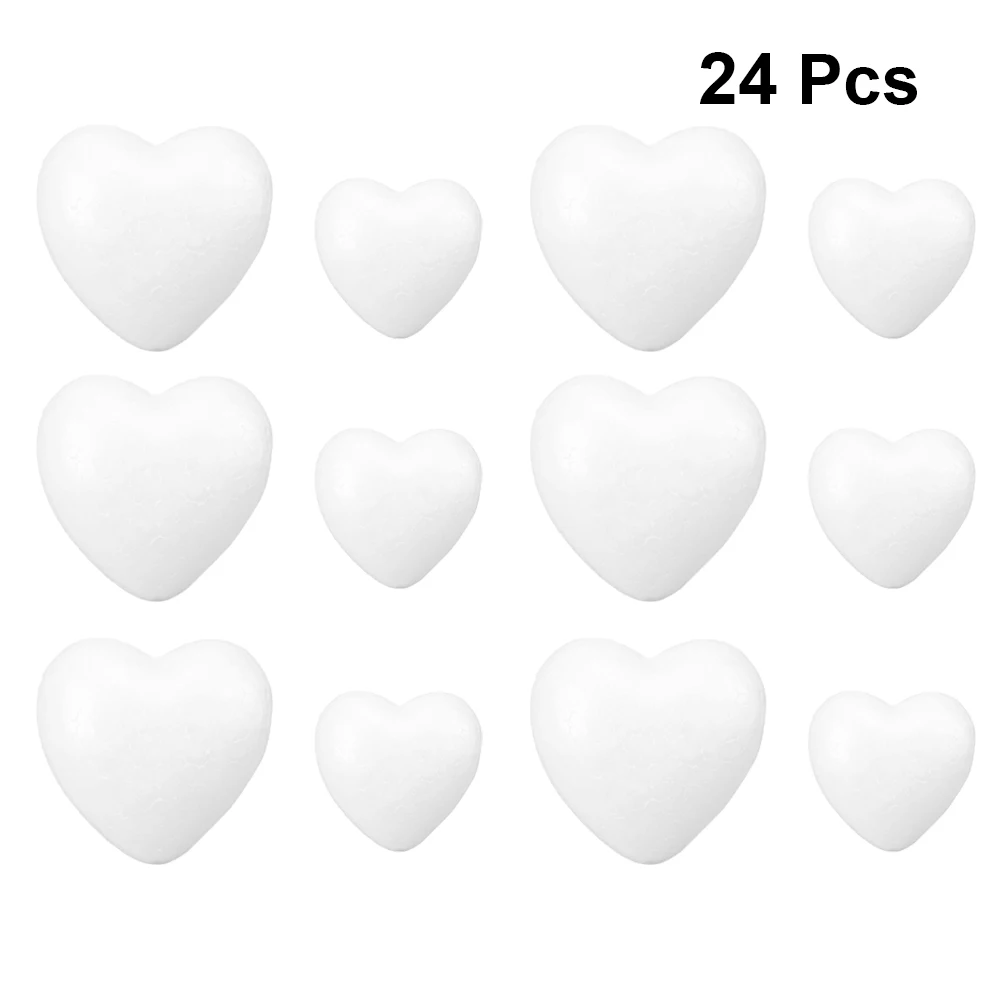 

24pcs Heart Foam Decorations 50Mm 85Mm Diy Craft For Wedding Party Valentine Ornament Handicraft Supplies