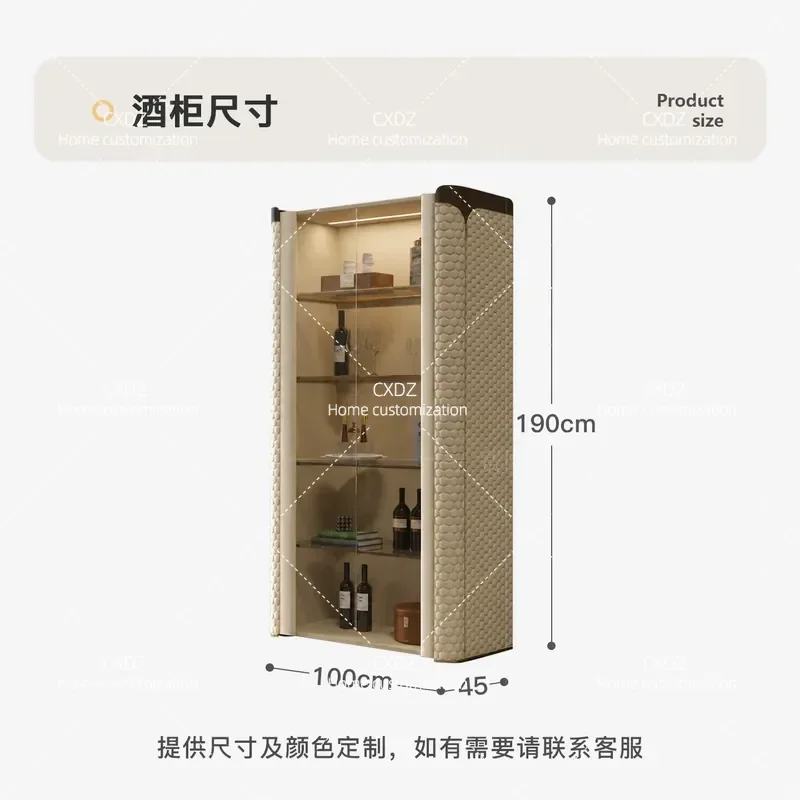 Feiou Premium Light Luxury Glass Wine Cabinet Wall Mounted Custom Italian Style Bookcase Cloakroom Storage for Restaurant