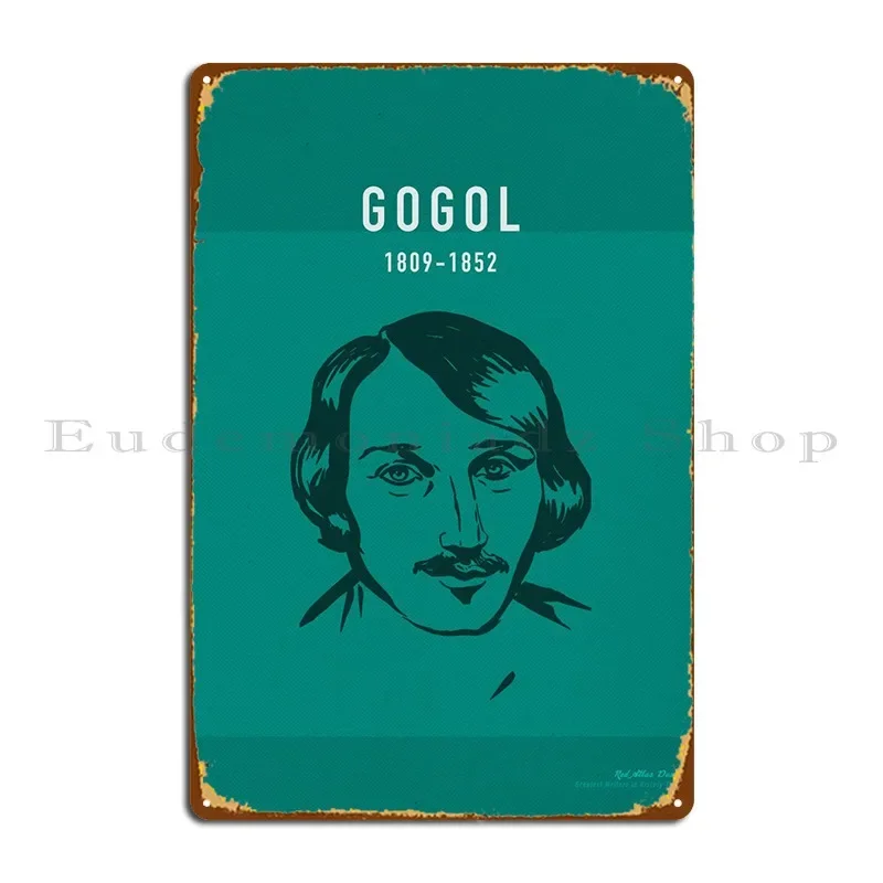 Gogol Author Art Metal Sign Plaques PaintingWall Decor Club Bar Personalized Wall Pub Tin Sign Poster