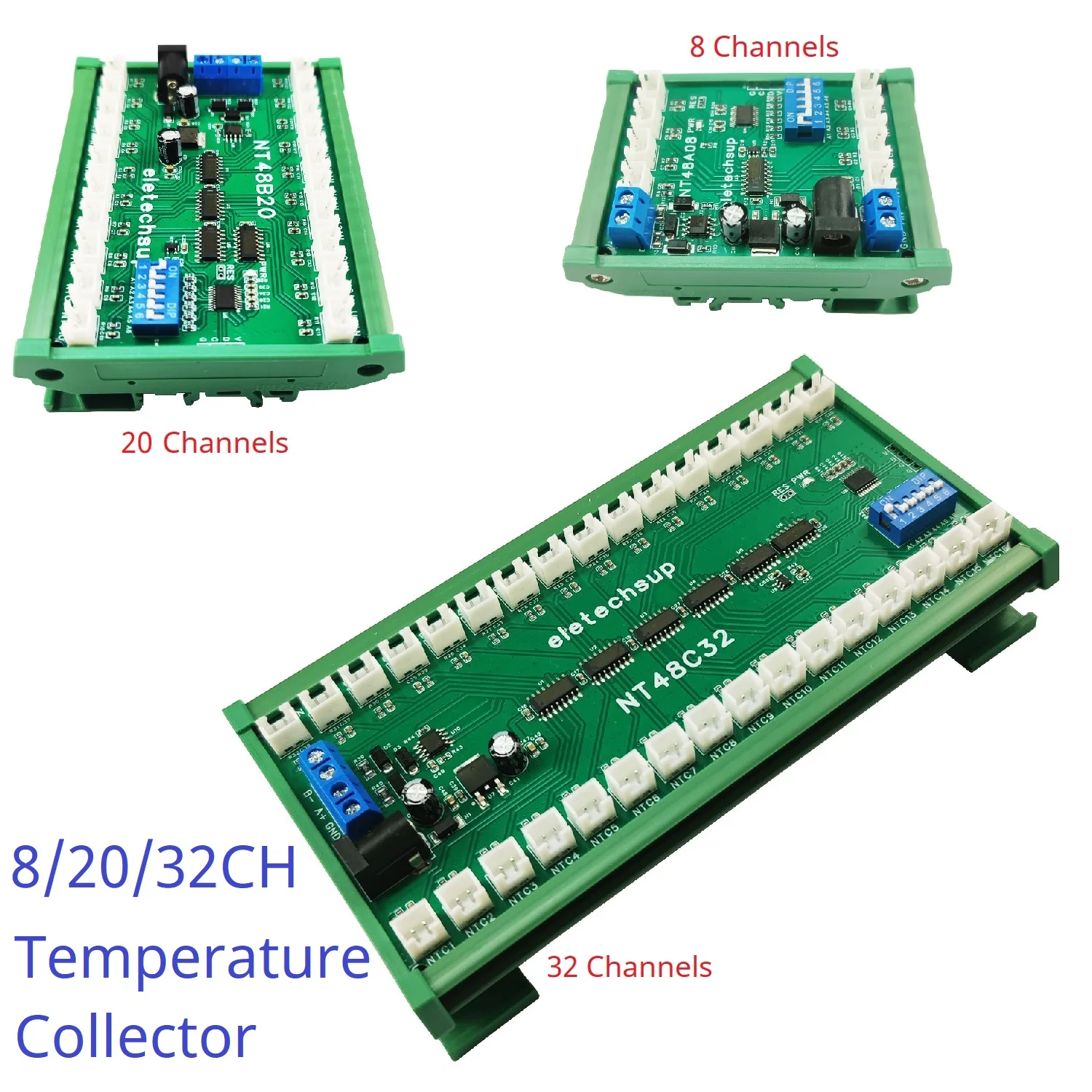 

DC 12 В 24 В 8-32CH RS485 NTC Температурный коллектор PLC Аналоговая плата сбора данных Измеритель сопротивления Пассивный переключатель обнаружения включения/выключения