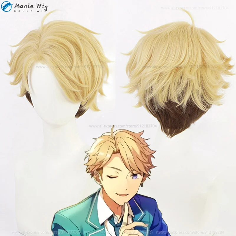 

Game ES Arashi Narukami Cosplay Wig 33cm Yellow Brown Anime Cosplay Wigs Heat Resistant Synthetic Wigs + Wig Cap