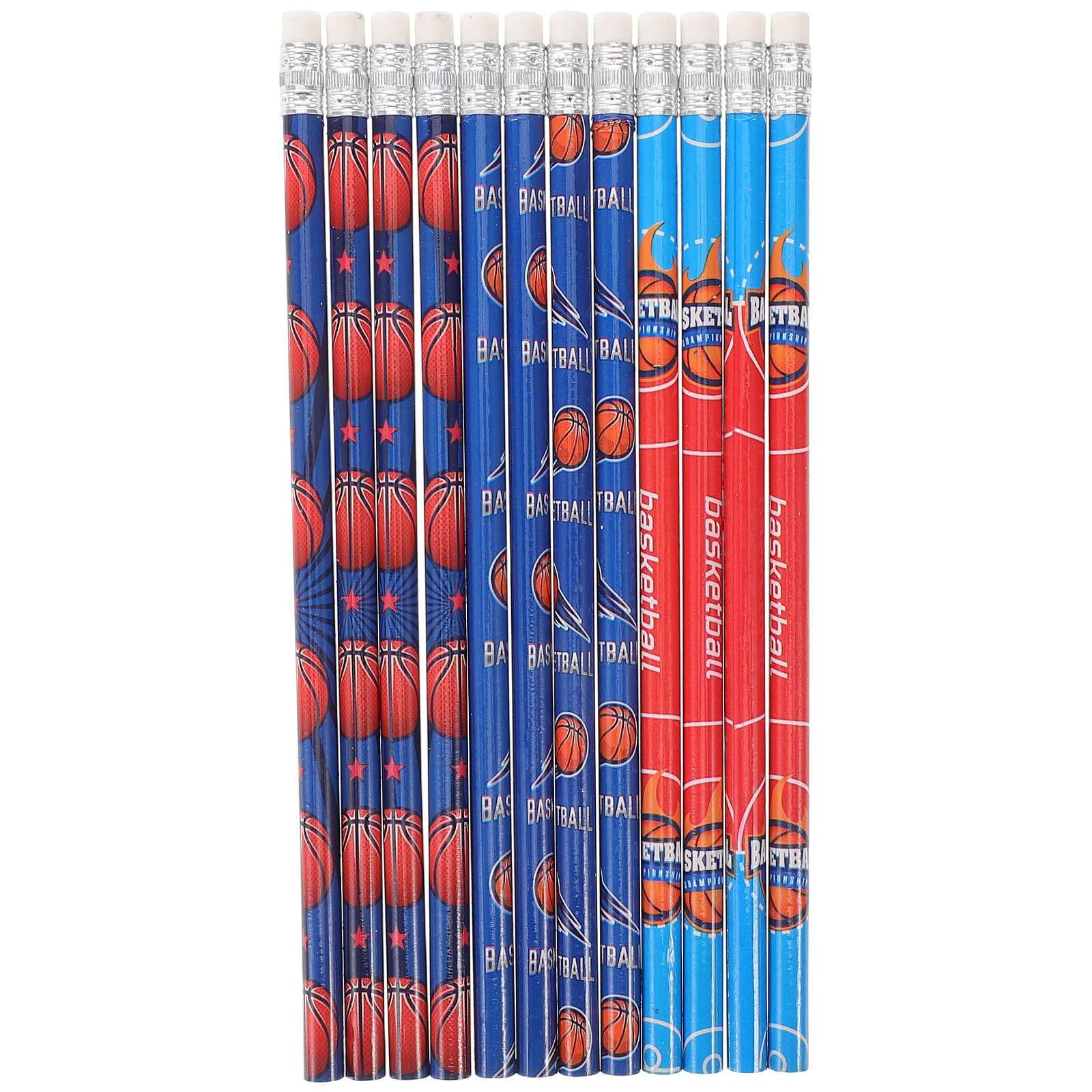 12 Pcs Basketball Pencil Handheld Writing Pencils Drawing Wood Notetaking with Eraser Colored Drafting Multi-function