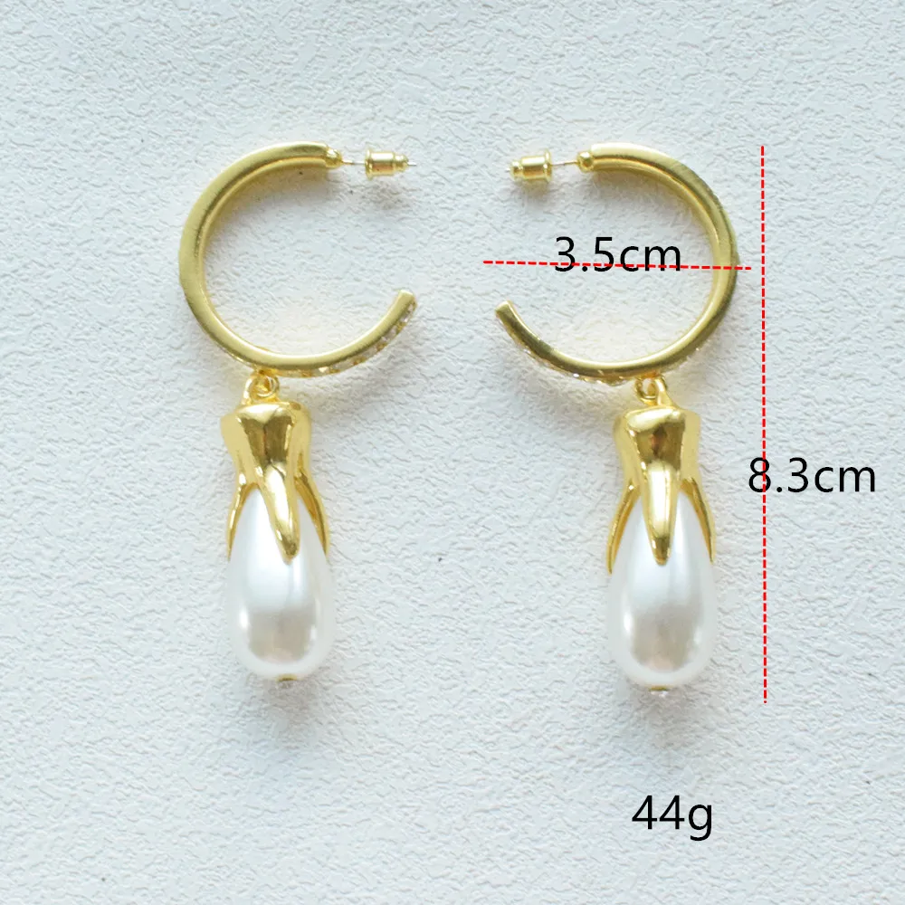 Übertriebene Weiße Imitationsperlen-Ohrhänger für Damen, Schmuck, Wunderschönes Tägliches Statement-Accessoire – Detail 4