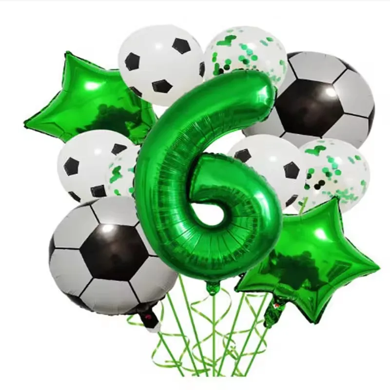 11 قطعة من بالونات كرة القدم Globos لتزيين حفلات أعياد الميلاد للأطفال الأولاد باللون الأخضر، مستلزمات رياضية لكرة القدم
