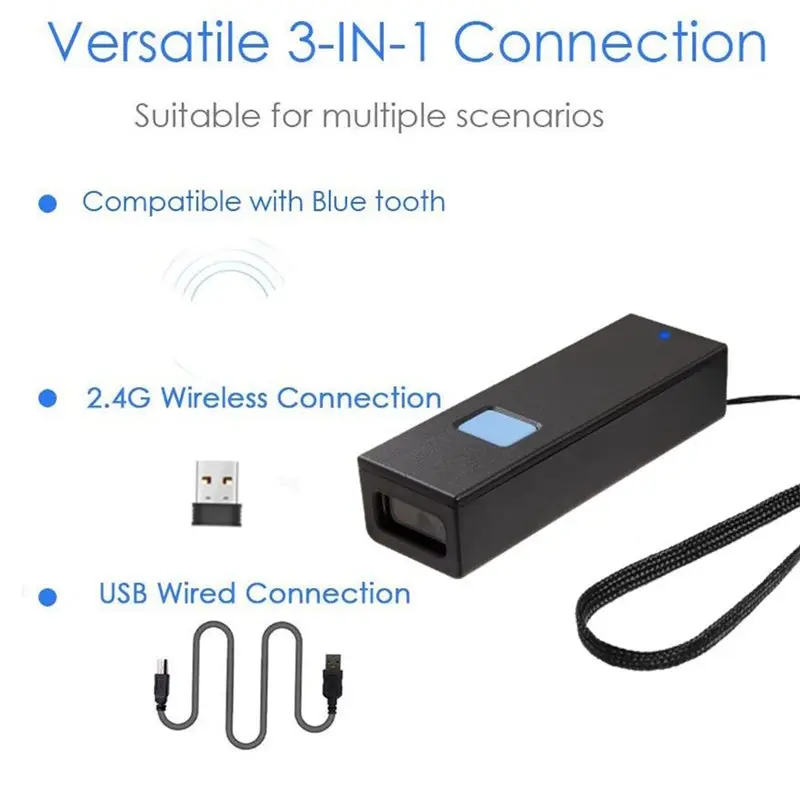 Bluetooth Enabled Wireless Barcode Scanner 1D 2D Mini Pocket Bar Reader Portable BT QR Code PDF417 Reader For PC Phones - view 3
