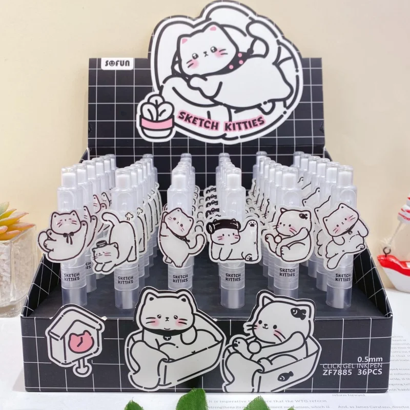 36pcs-lot-kawaii-cat-press-gel-pen-cute-05mm-black-ink-gel-pens-for-writing-office-school-supply