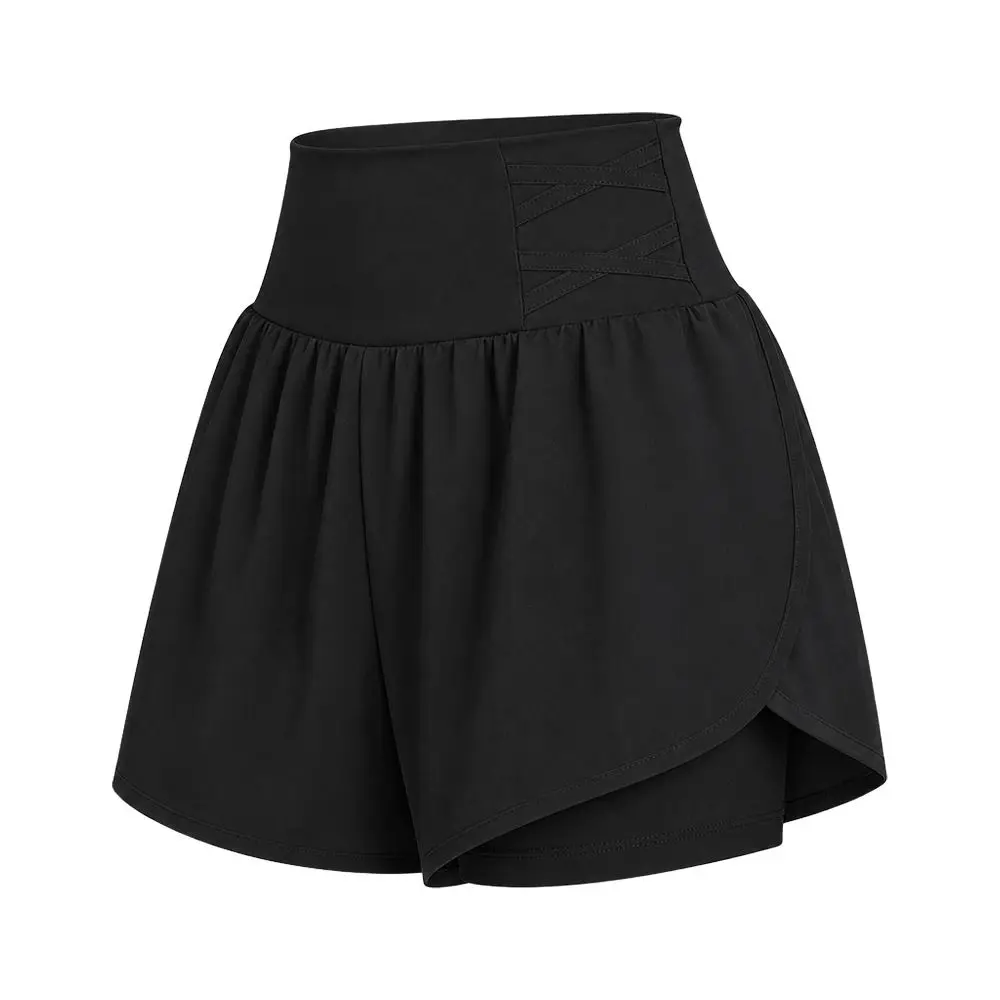 Quick Dry Women Sports Skirt Shorts Double Layer with Pocket Athletic Skort Breathable All-match Fitness Shorts