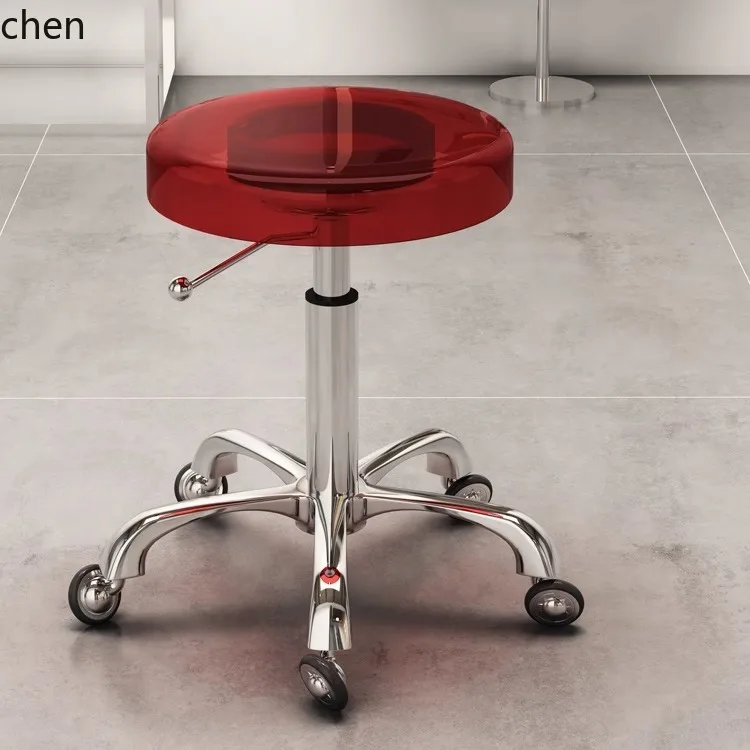

HXL Stainless Steel Lifting Pulley Round Stool Beauty Stool Acrylic Barber Shop Special
