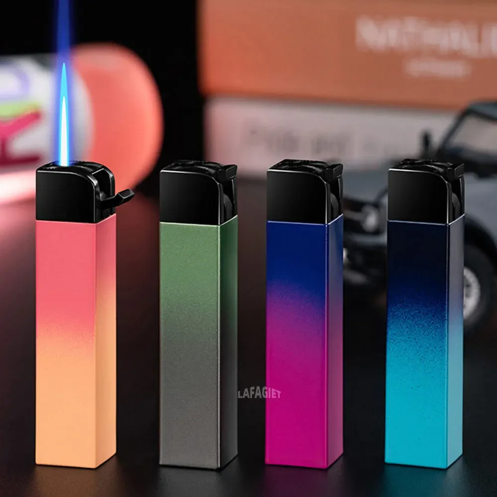 

Windproof Jet Flame Lighter Gradient Color Straight Fire Butane Turbo Cigarette Cigar Lighter Inflatable Lighters For Smoker