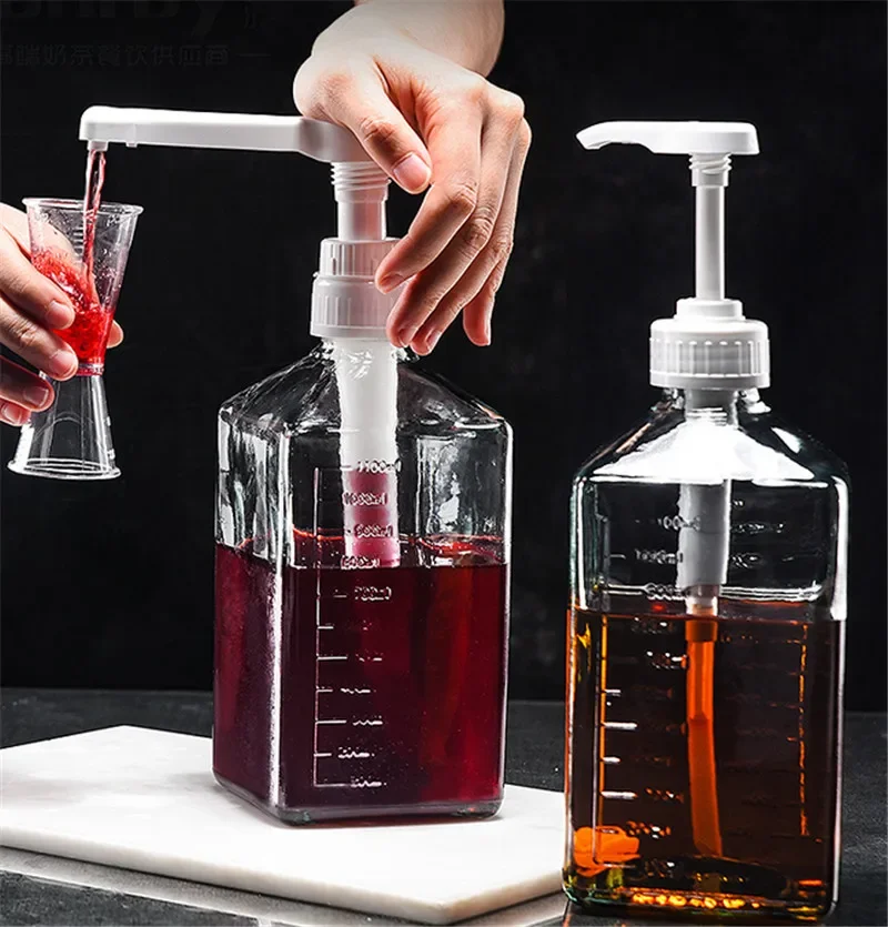 Transparent Coffee Syrup Bee Drip Double Scale Storage Dispenser Pump Bottle Squeeze Milk Bottle Honey Jar Container