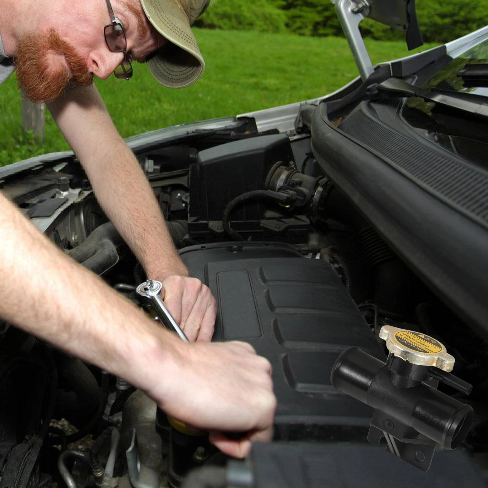 

Water Tank Cover Seat Radiator Filler Neck Coolant Adapter Car Water Cooling Fittings Durable ABS Metal Optimal Sealing Prevent