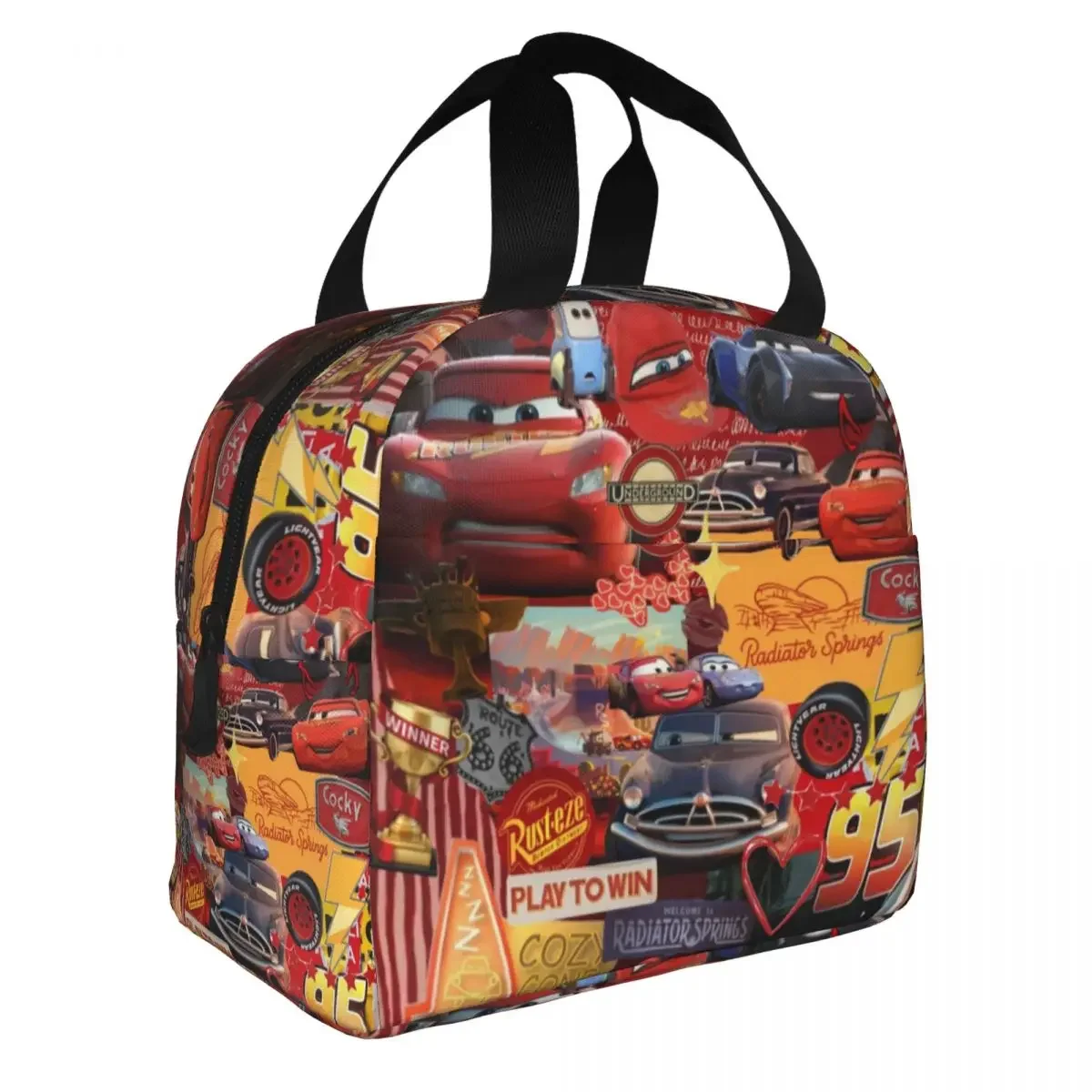 Lightning McQueen Cars Cartoon Insulated Lunch Bag Thermal Bag Reusable Leakproof Tote Lunch Box Bento Pouch School Travel