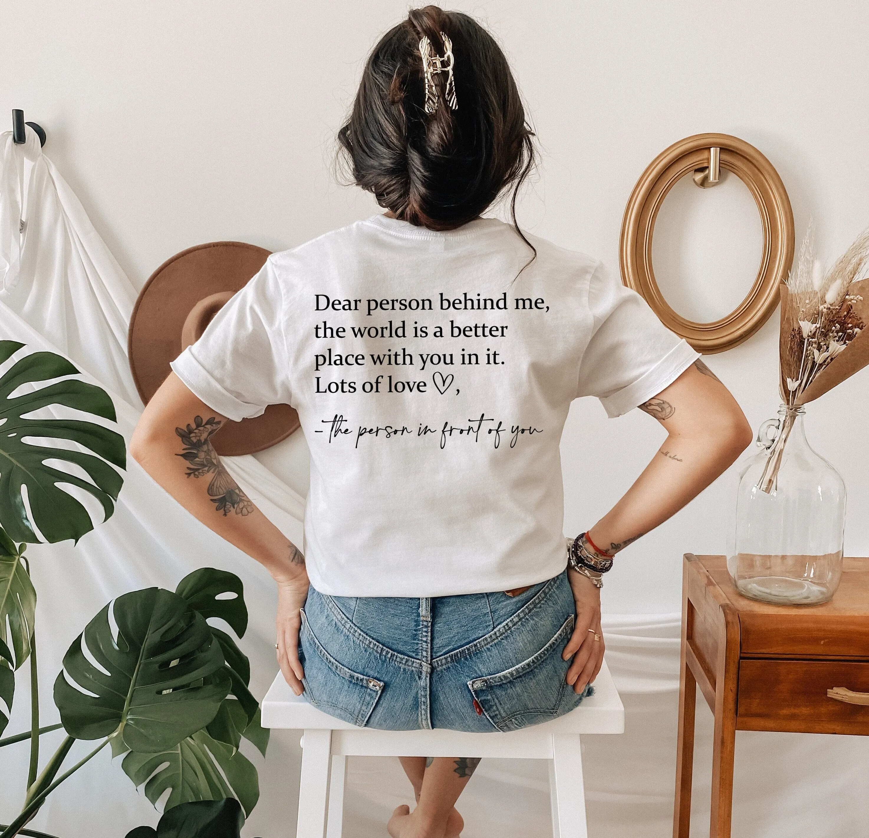 Уважаемый человек за мной, футболка с надписью «World Is Better With You», информирование о психическом здоровье, позитивное ощущение, хорошее соотношение, будьте добры