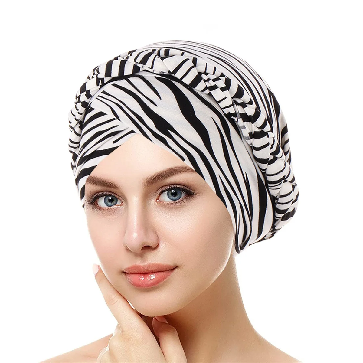 2024 New Crossed Forehead Muslim Hijab Caps Women Wrap Head Ramadan Soft Elastic Ladies Fashion Print Turban Bonnet