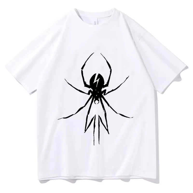 Halloween Minimalist White Spider Silhouette Print Men T‑Shirt Cotton Women Short Sleeve O‑Neck Casual Men Party Top