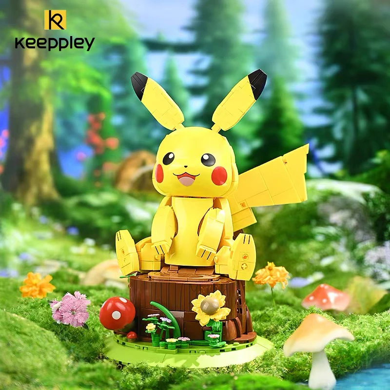 New Pokemon Keeppley Building Blocks Original Kawaii Pikachu 26CM large Assemble Decoration Model Children's Toys Girl Boy Gift