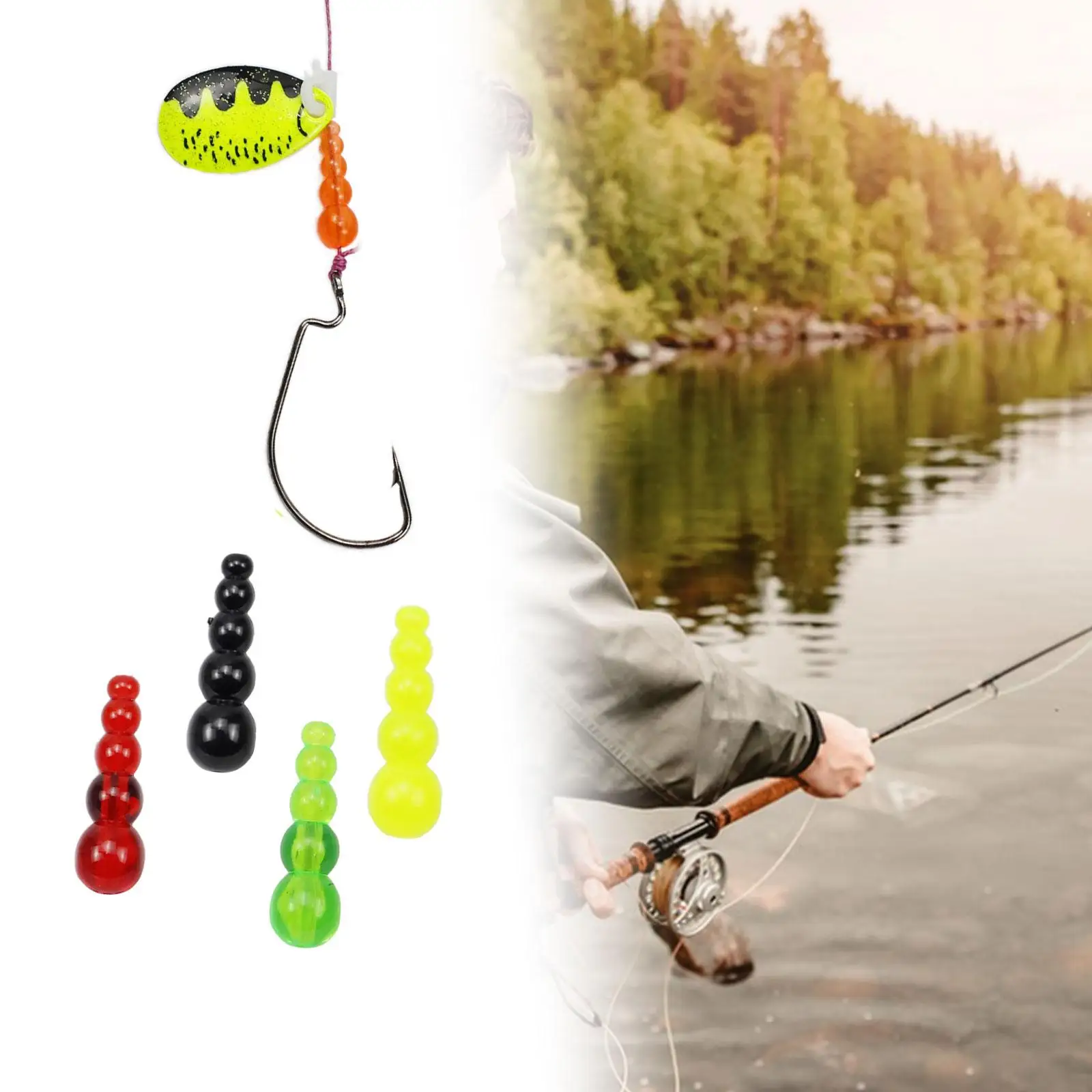 50Pcs Stacked Fishing Beads Set Compact Fishes Beads for Trout Walleye Perch