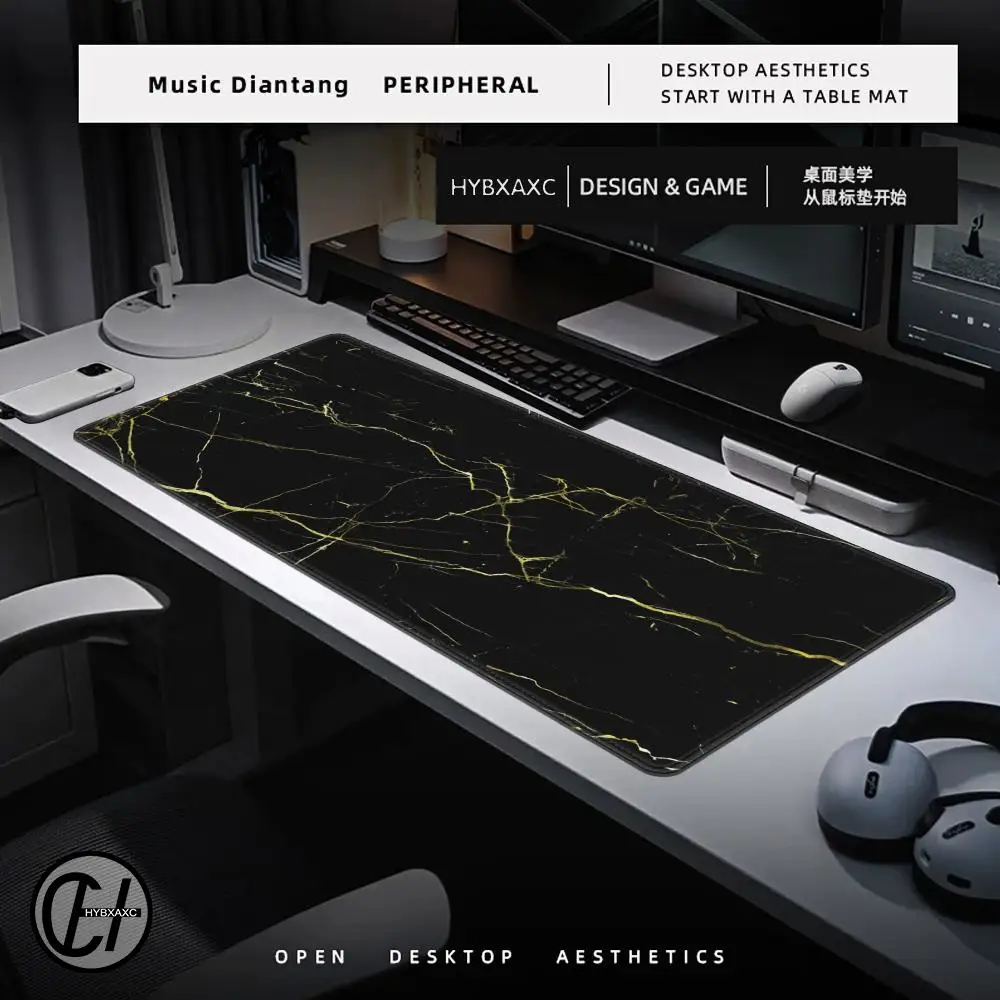 1200x600 Black Gray Marble Pattern Large Mouse Pad Gamer Computer Keyboard Non-Slip Rubber Table Mat Gaming Laptop Desk Accessor